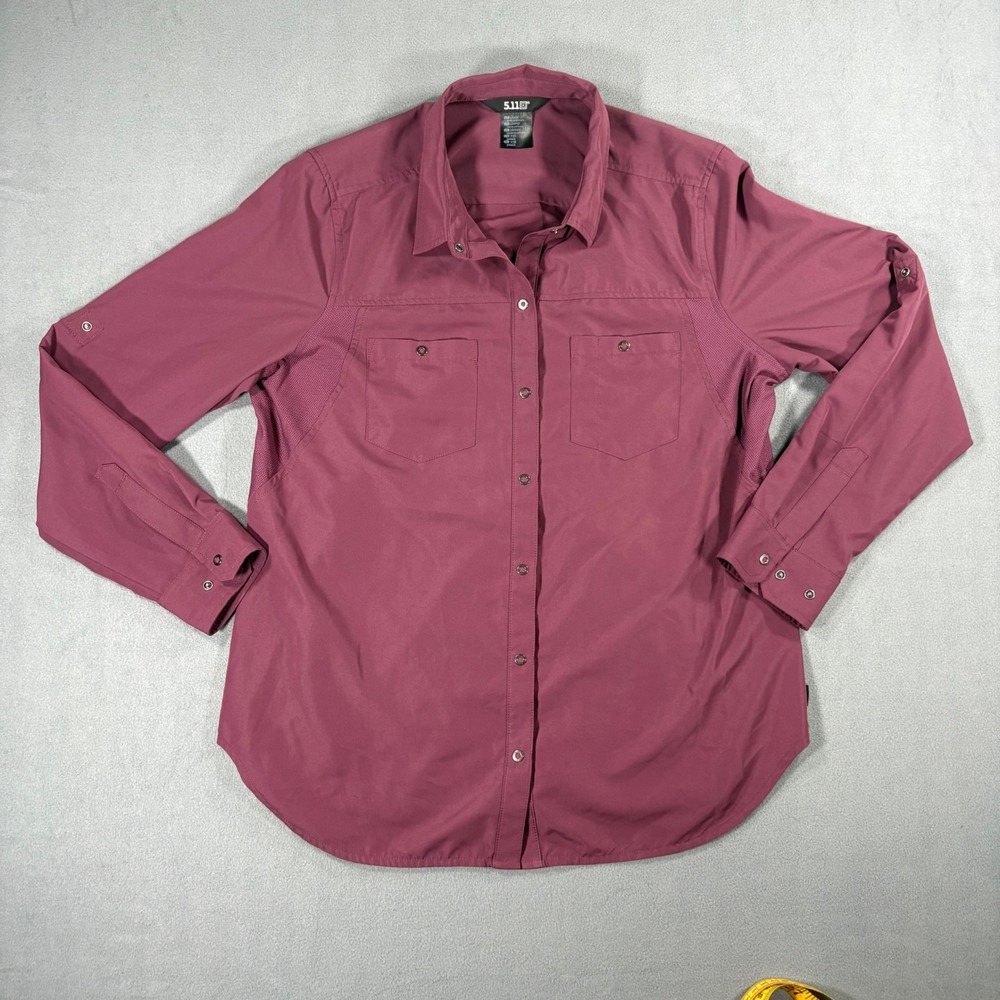 5.11 Tactical Button Up Women Large Plum Purple Excellent Roll Tab Hiking Shirt